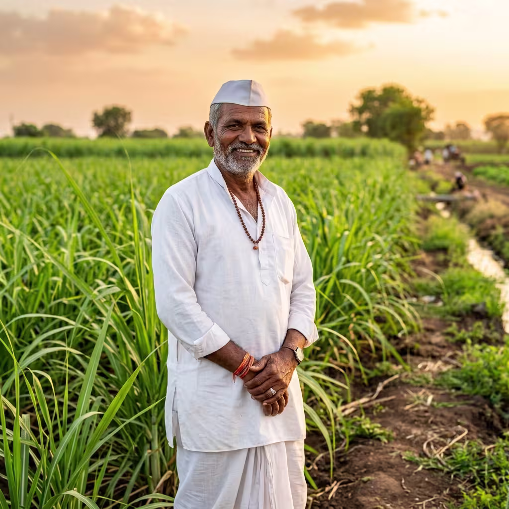 Farmer checking crops closely
